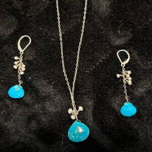 Turquoise necklace and earrings set